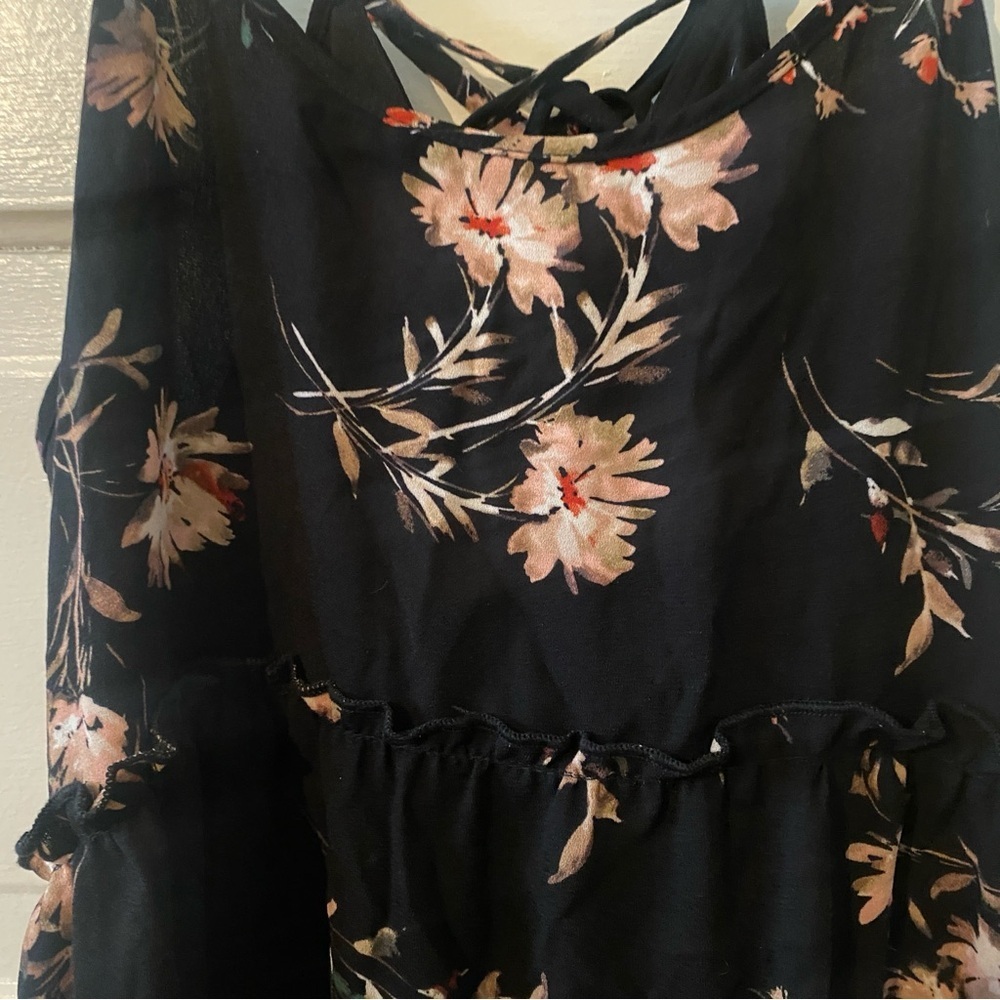 XHILARATION NWT Floral Ruffle Lace Up Women's Dress Size Medium - Picture 9 of 11